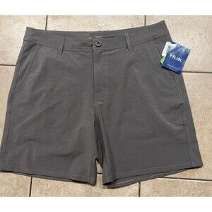 Huk Shorts Mens 36 Gray Waypoint Performance Fishing 7" Inseam Stretch